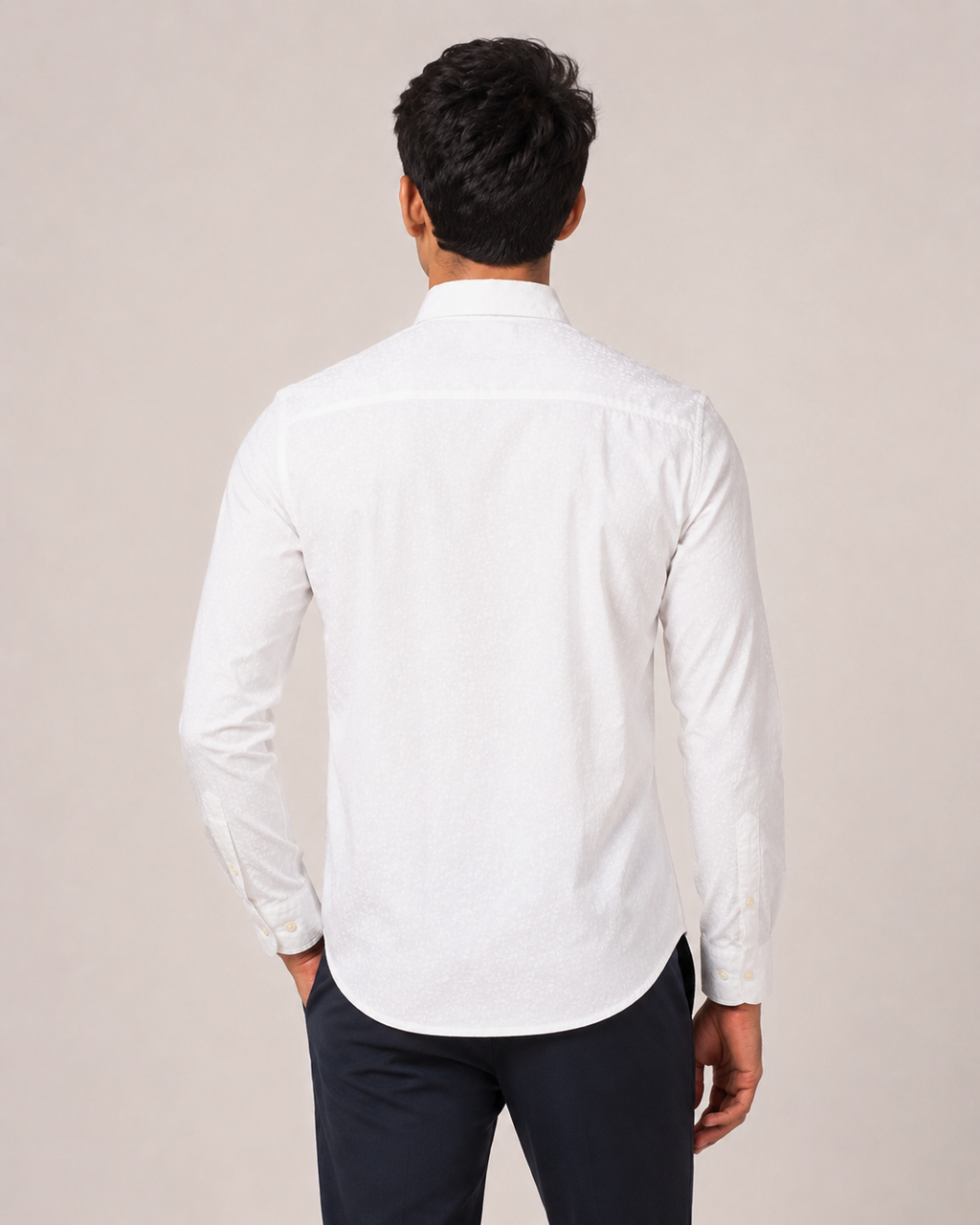 White Jacquard Cotton Shirt