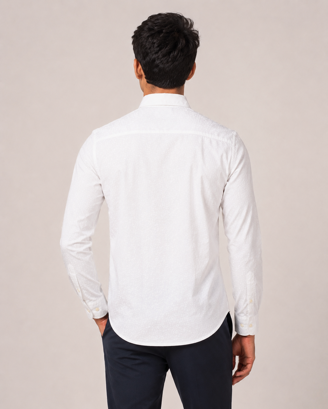 White Jacquard Cotton Shirt