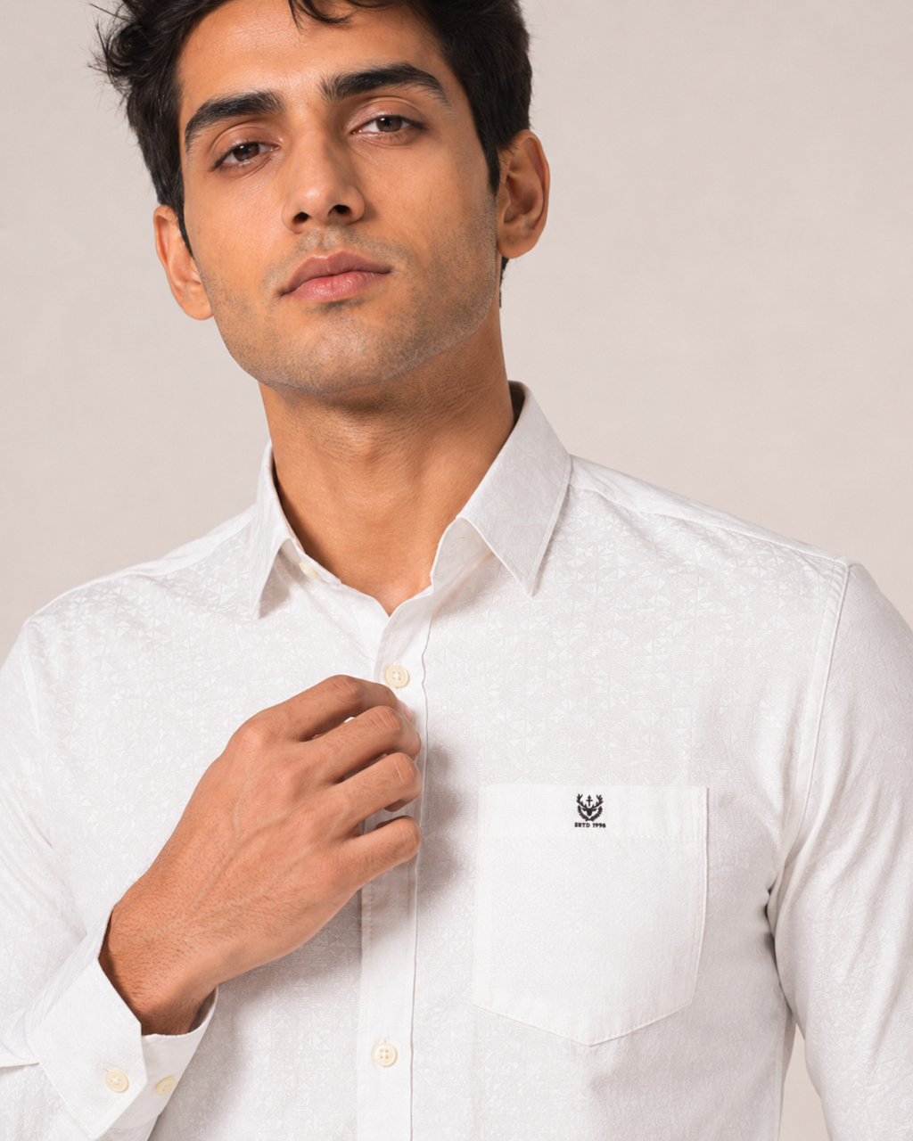 White Jacquard Cotton Shirt