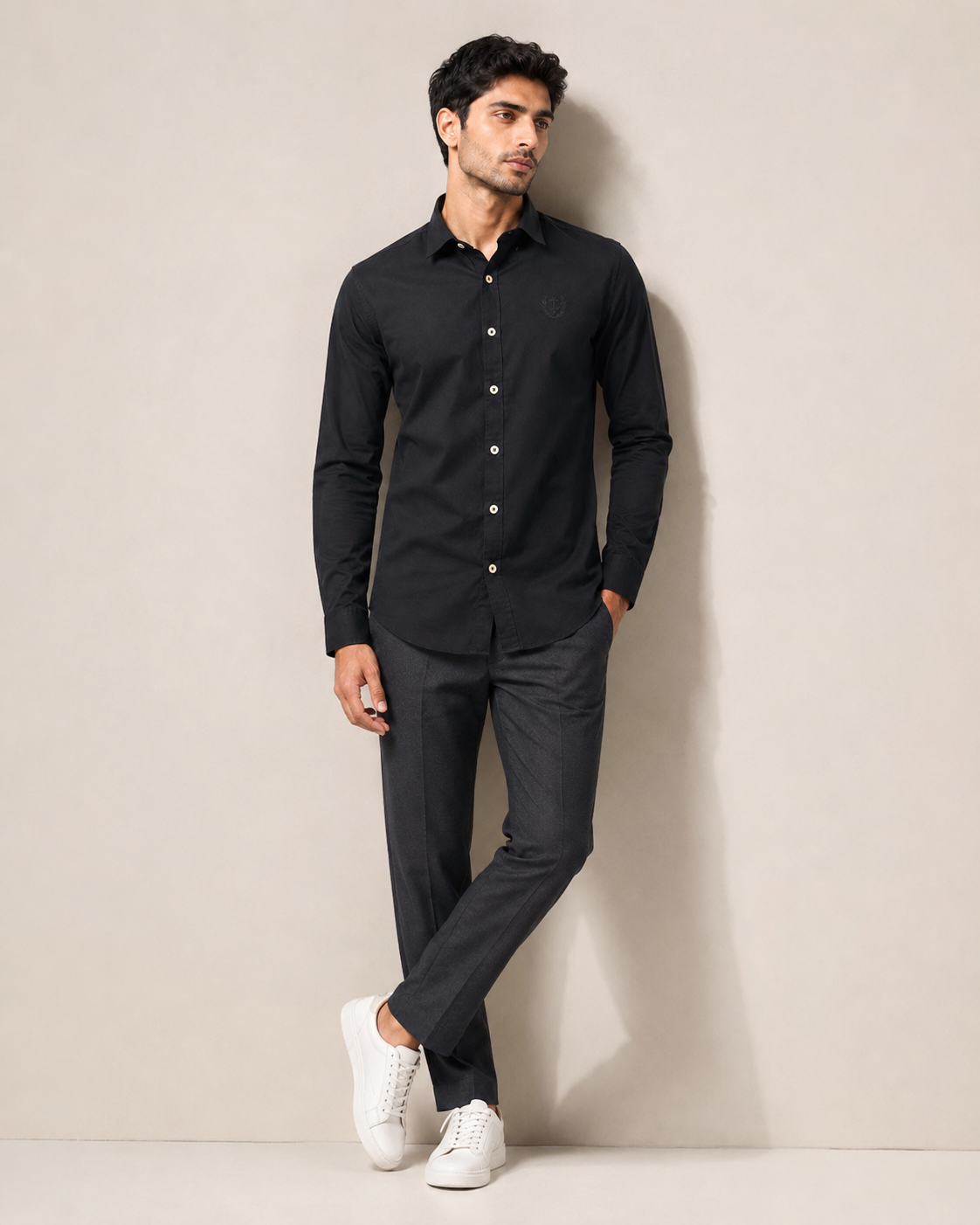 Ebony Crest Cotton Shirt