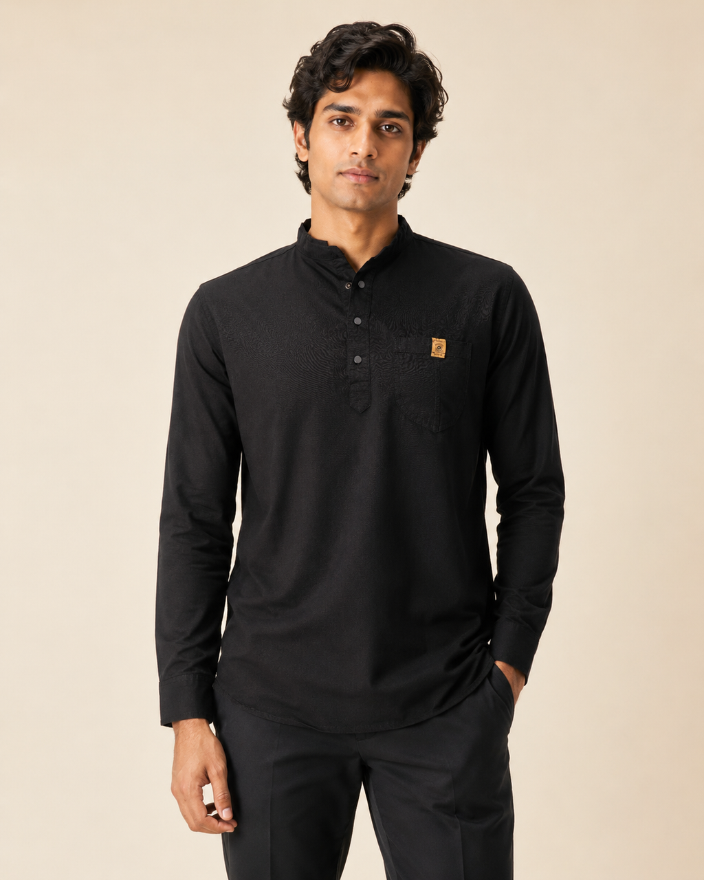 Onyx Crest Cotton Short Kurta