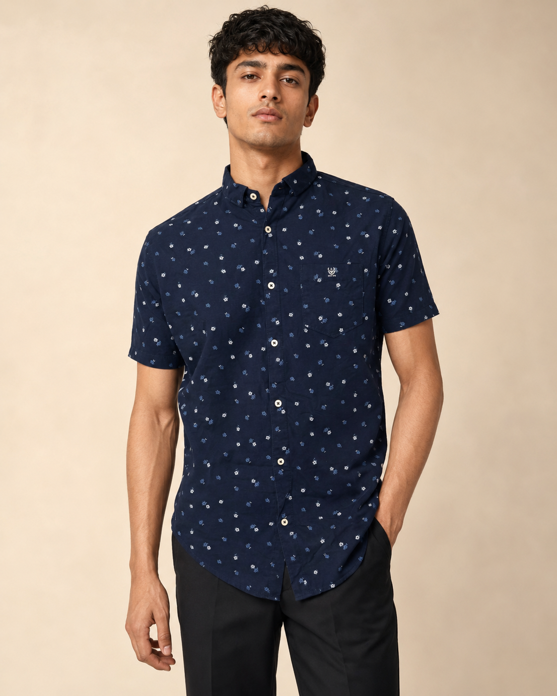 Midnight Blossom Cotton Shirt
