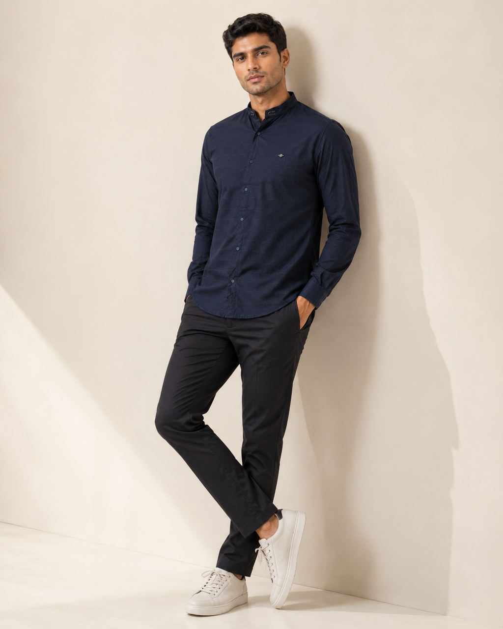 Midnight Grid Cotton Shirt