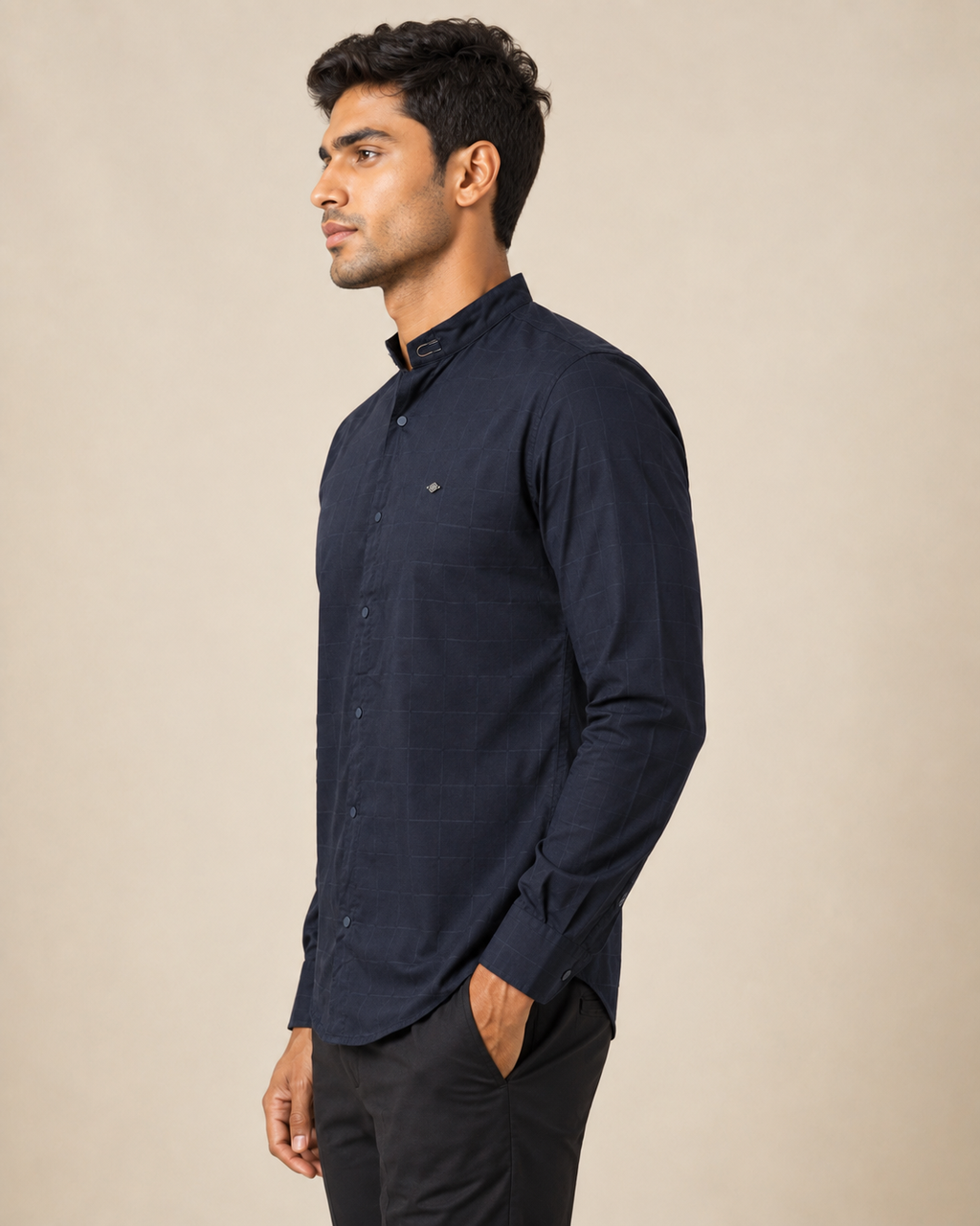 Midnight Grid Cotton Shirt