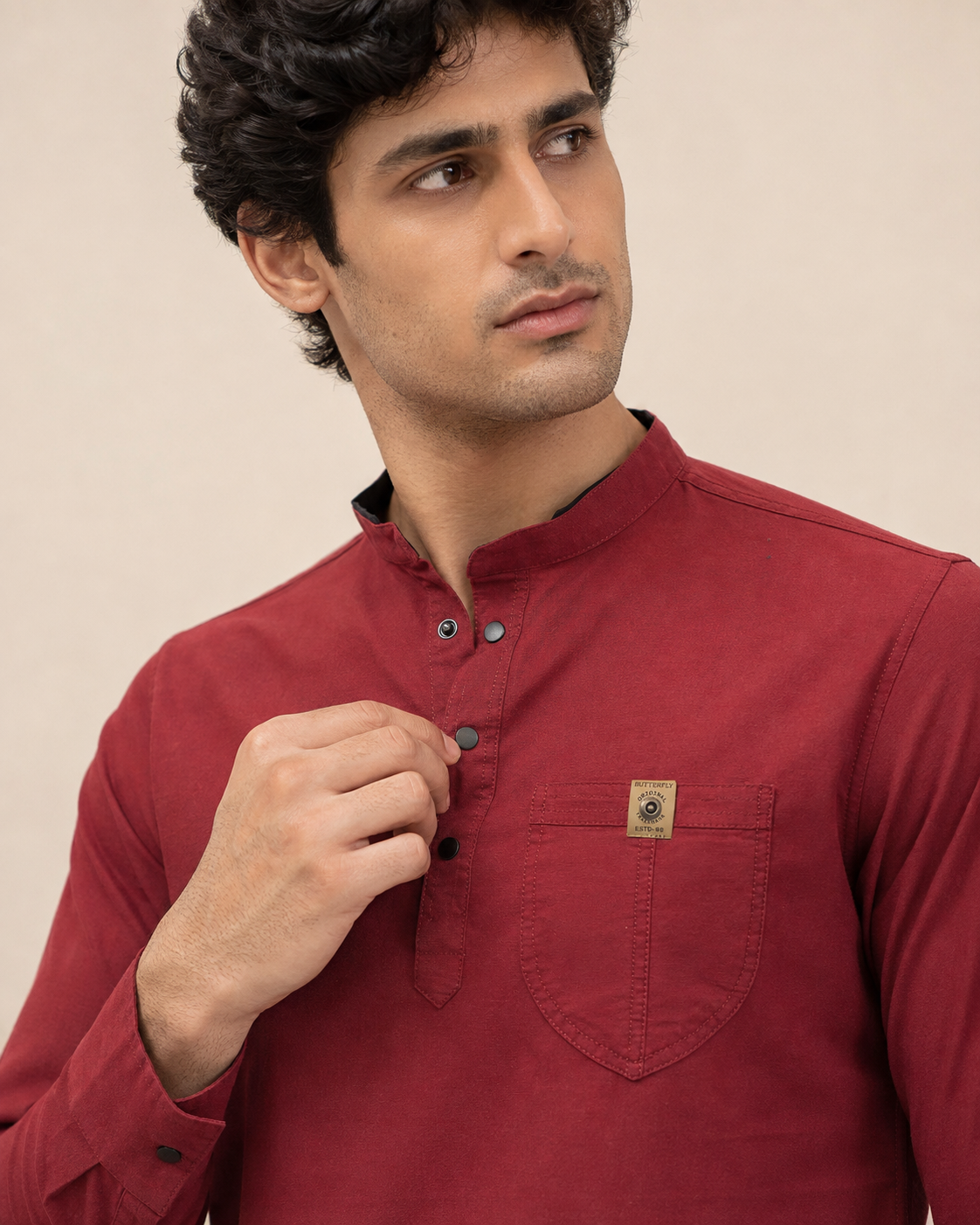 Crimson Crest Cotton Short Kurta