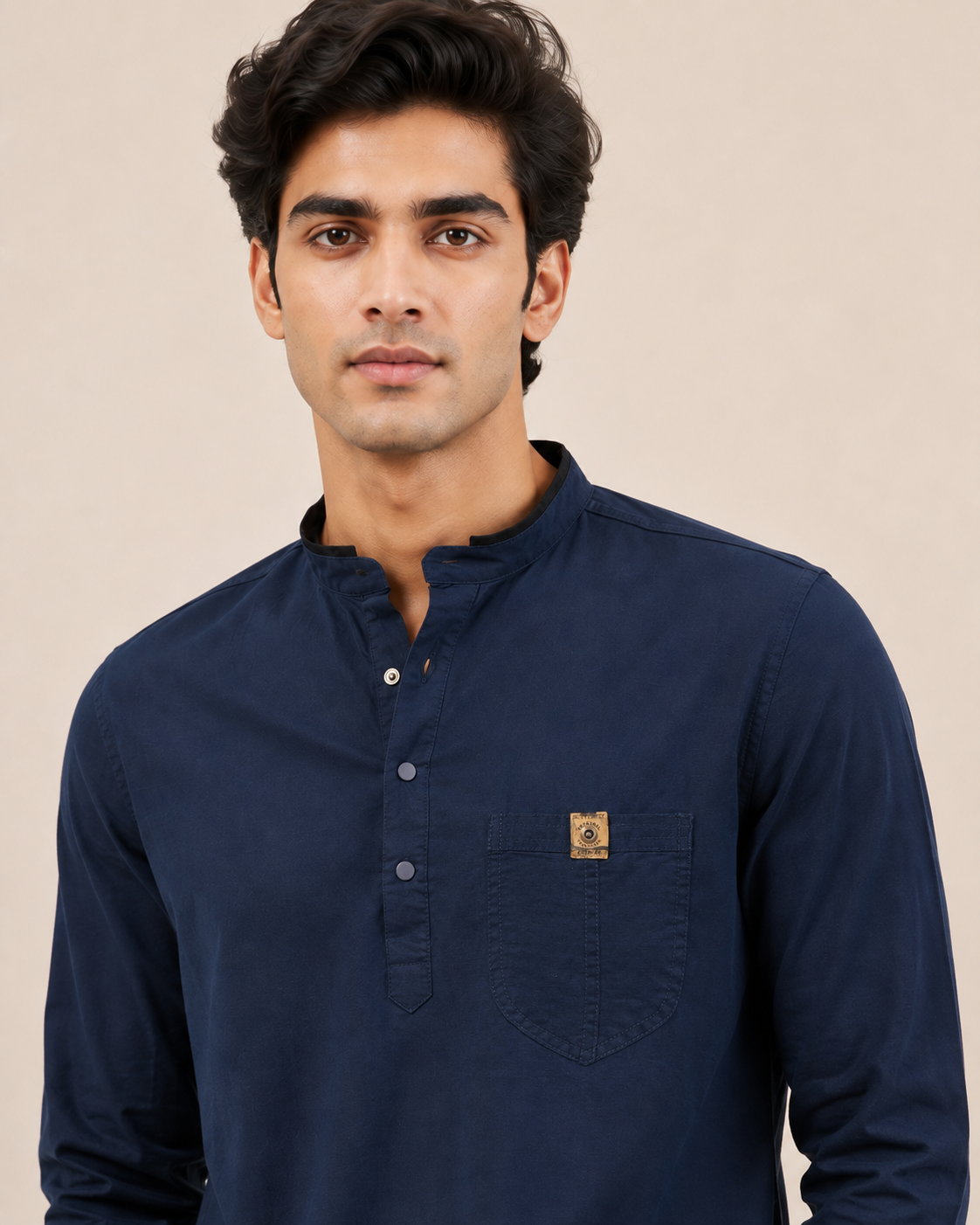 Midnight Crest Cotton Short Kurta