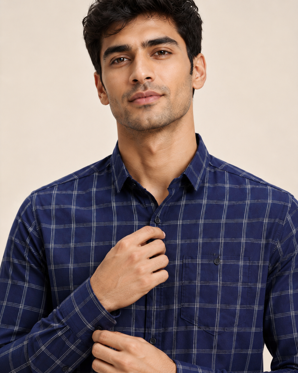 Royal Navy Grid Cotton Shirt
