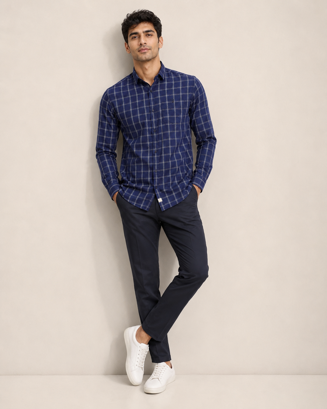 Royal Navy Grid Cotton Shirt