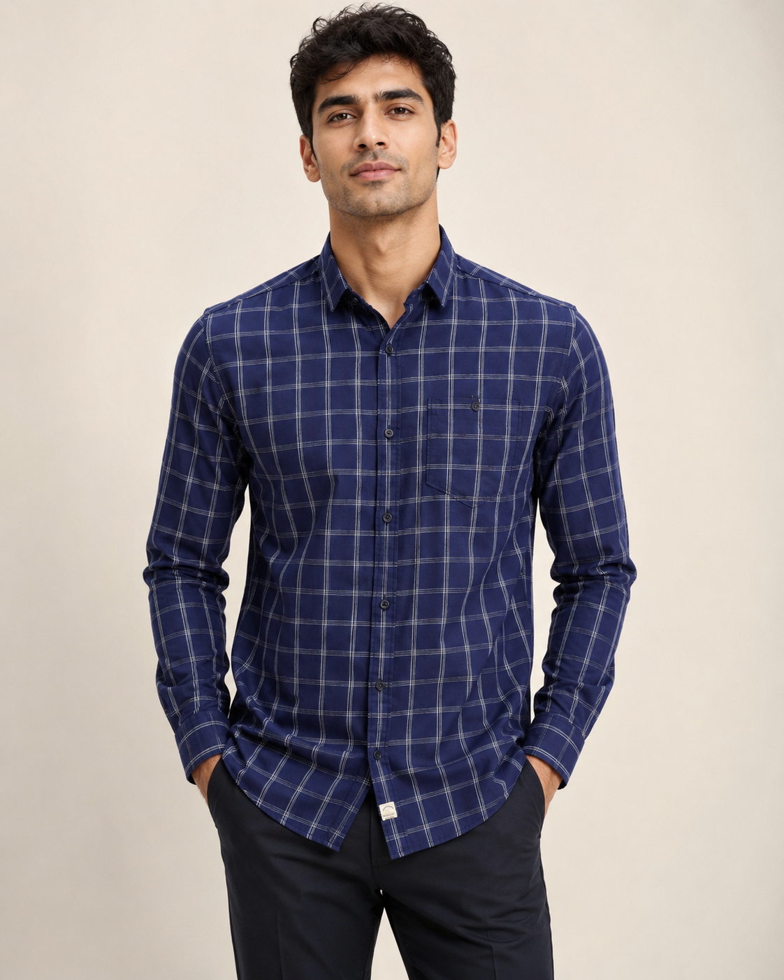 Royal Navy Grid Cotton Shirt