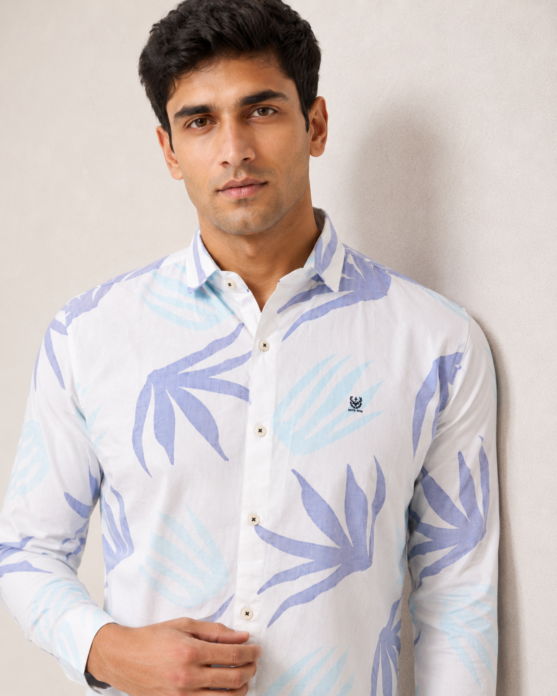 Azure Palm Cotton Shirt