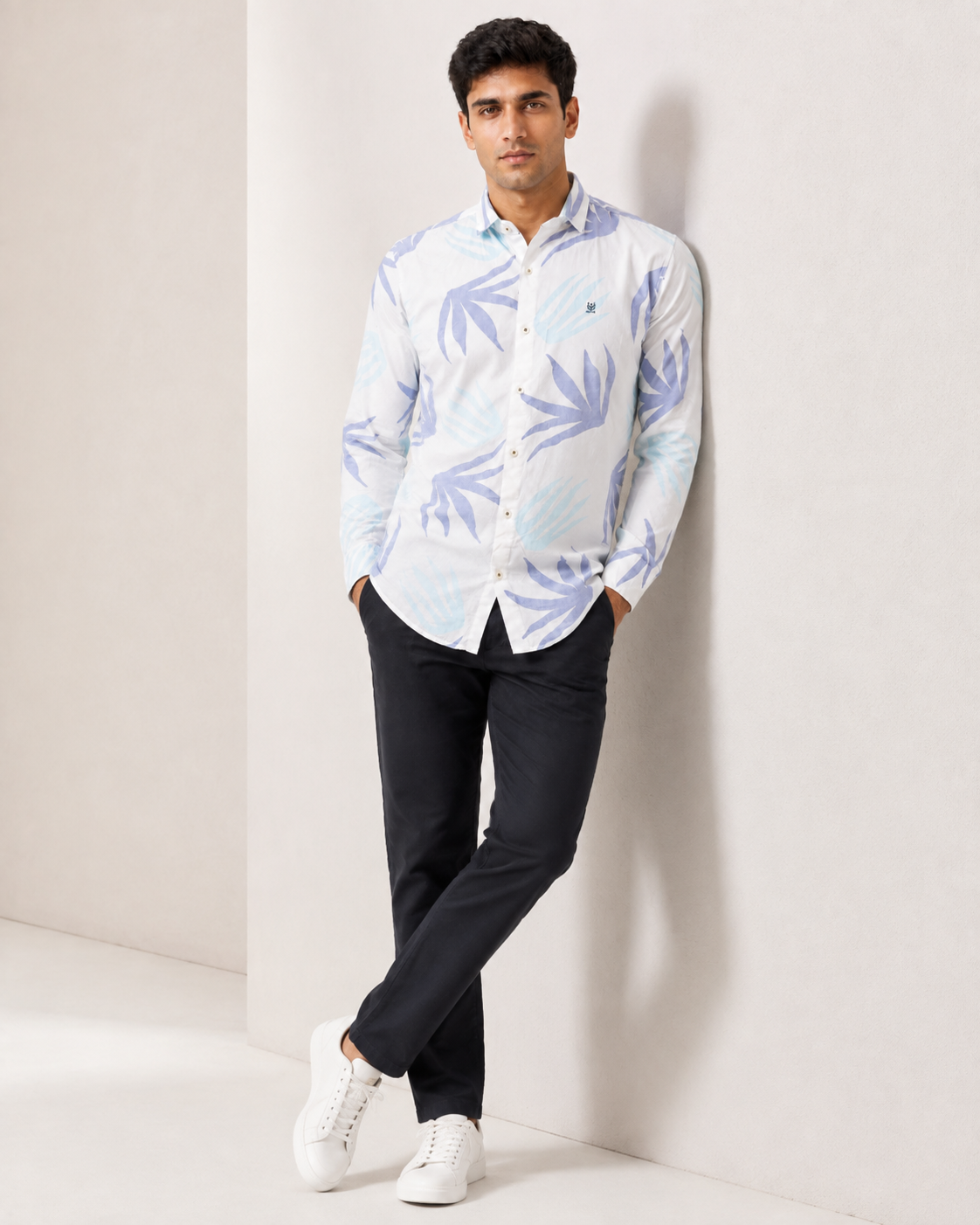Azure Palm Cotton Shirt