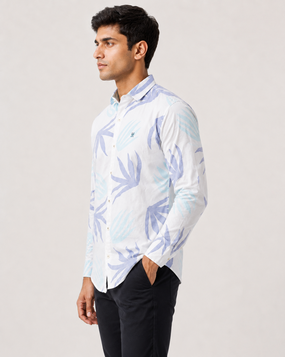 Azure Palm Cotton Shirt
