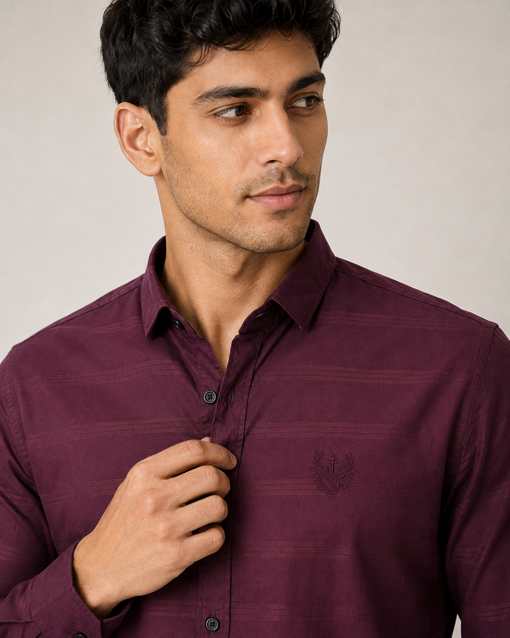 Burgundy Shadow Cotton Shirt
