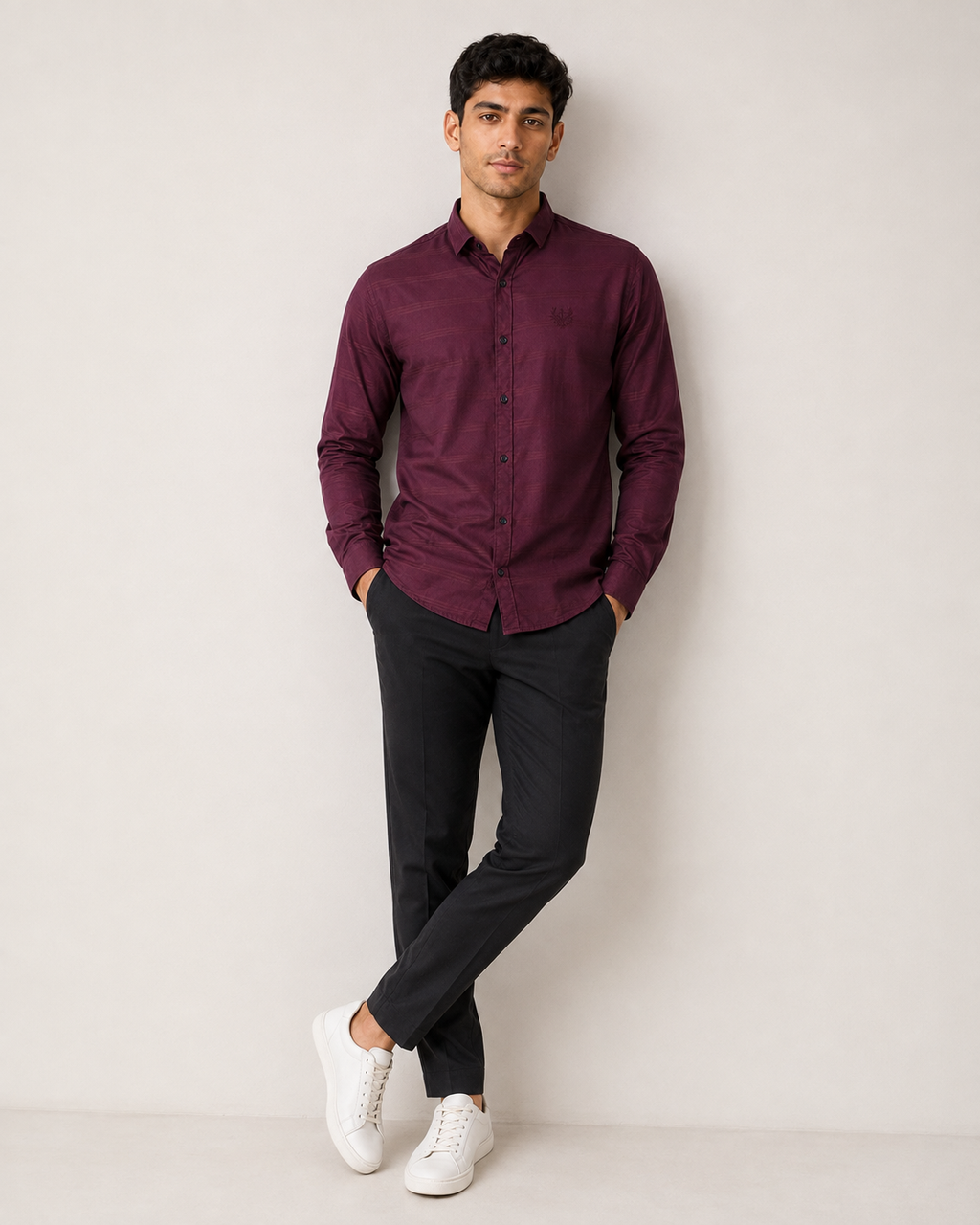Burgundy Shadow Cotton Shirt