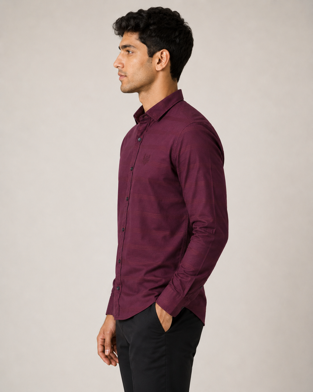 Burgundy Shadow Cotton Shirt