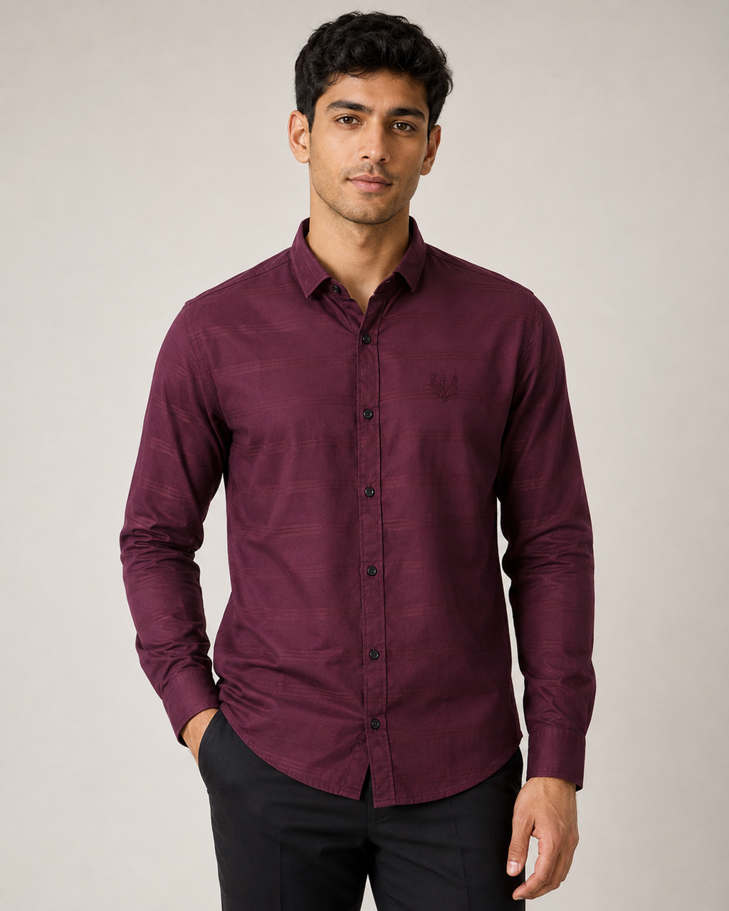 Burgundy Shadow Cotton Shirt