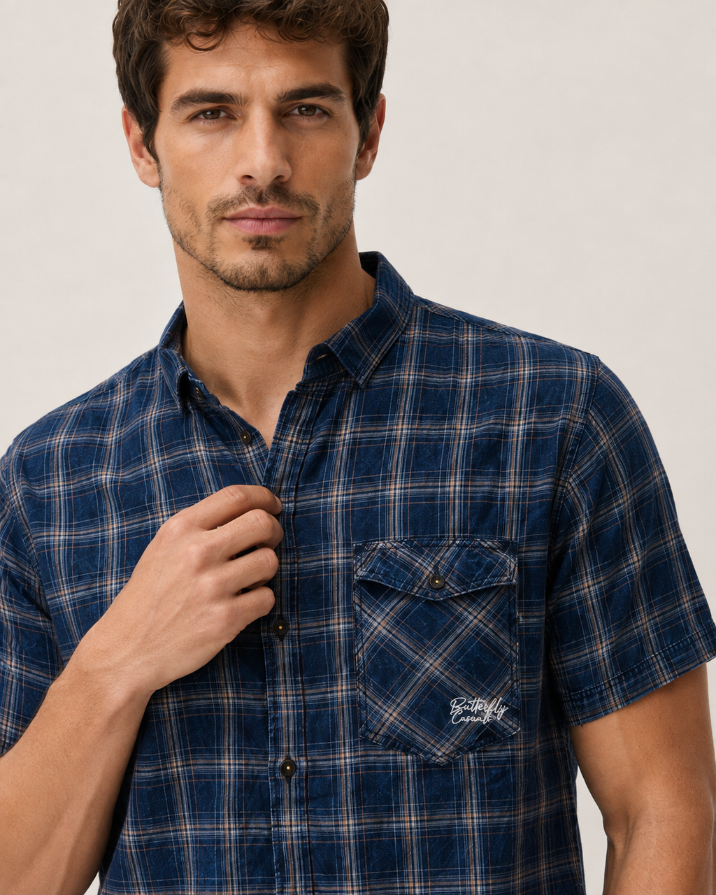 Indigo Heritage Check Cotton Shirt