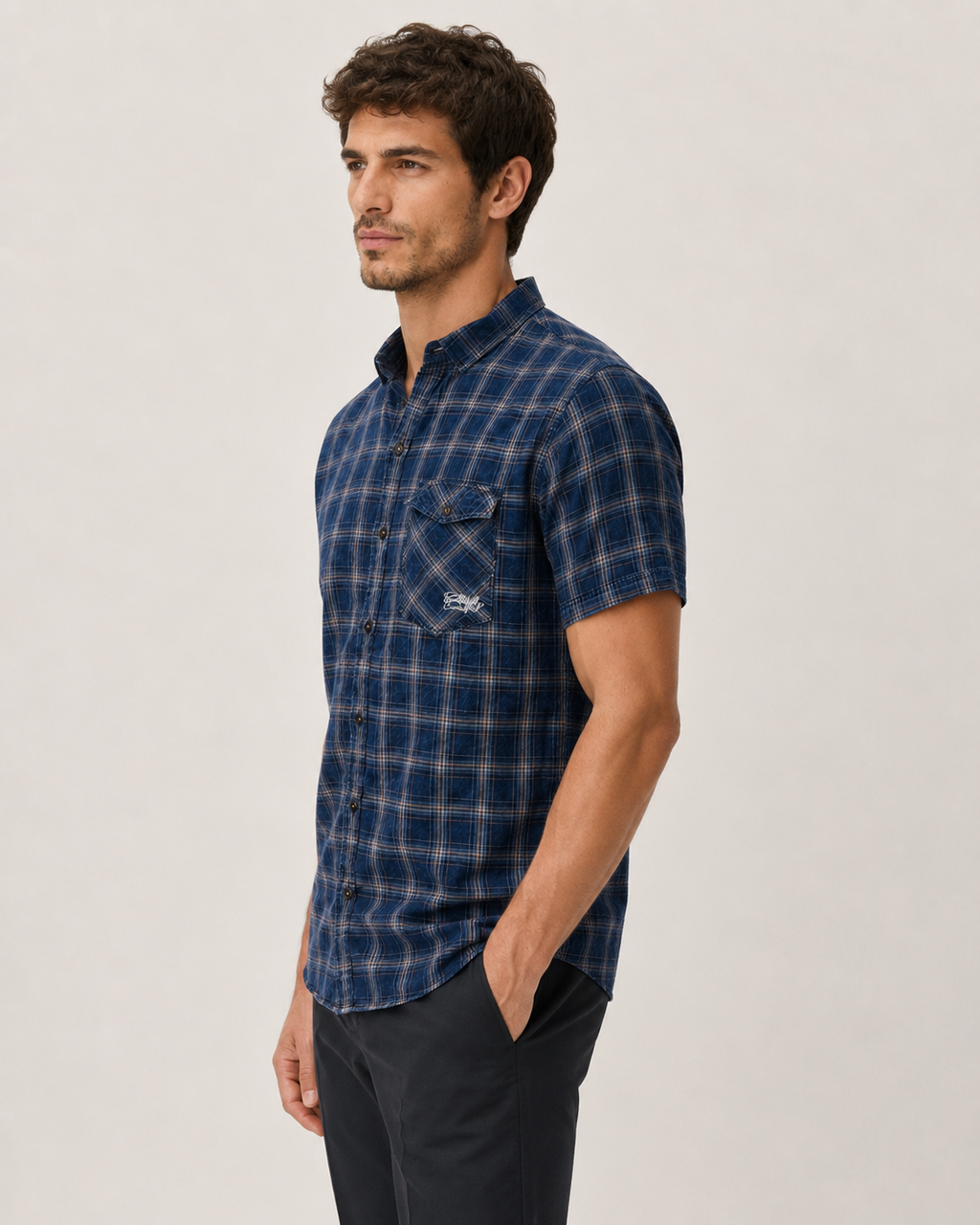 Indigo Heritage Check Cotton Shirt