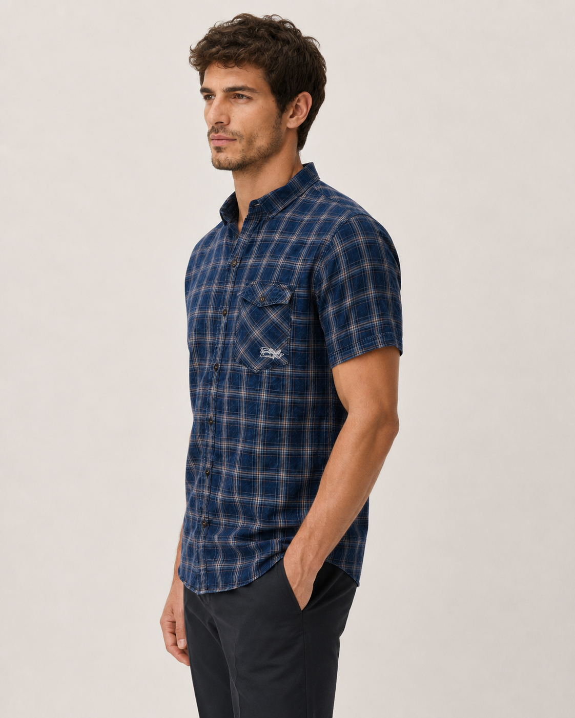 Indigo Heritage Check Cotton Shirt