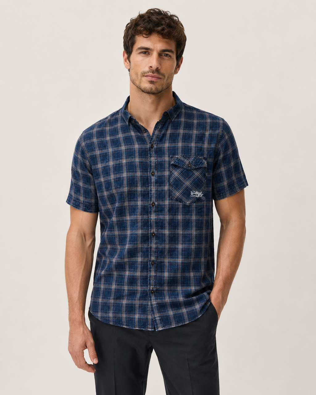 Indigo Heritage Check Cotton Shirt