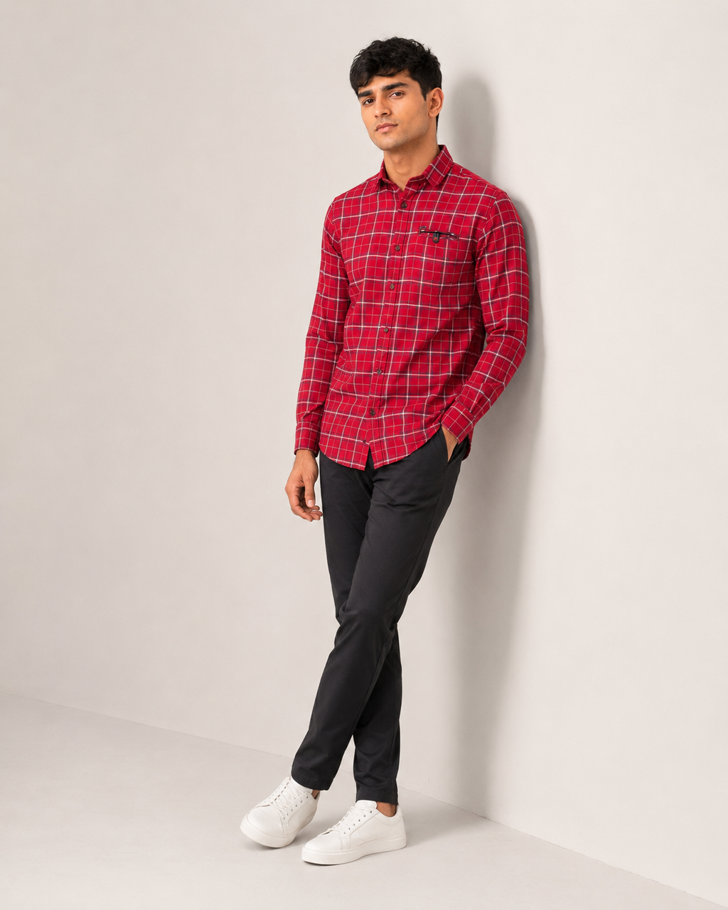 Crimson Tartan Cotton Shirt