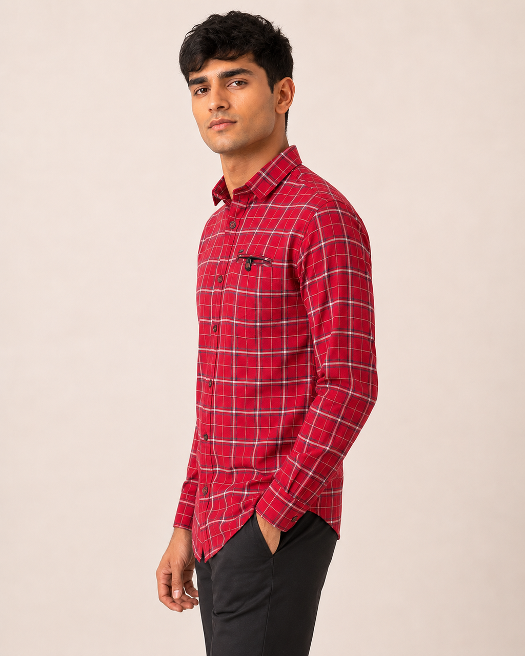 Crimson Tartan Cotton Shirt