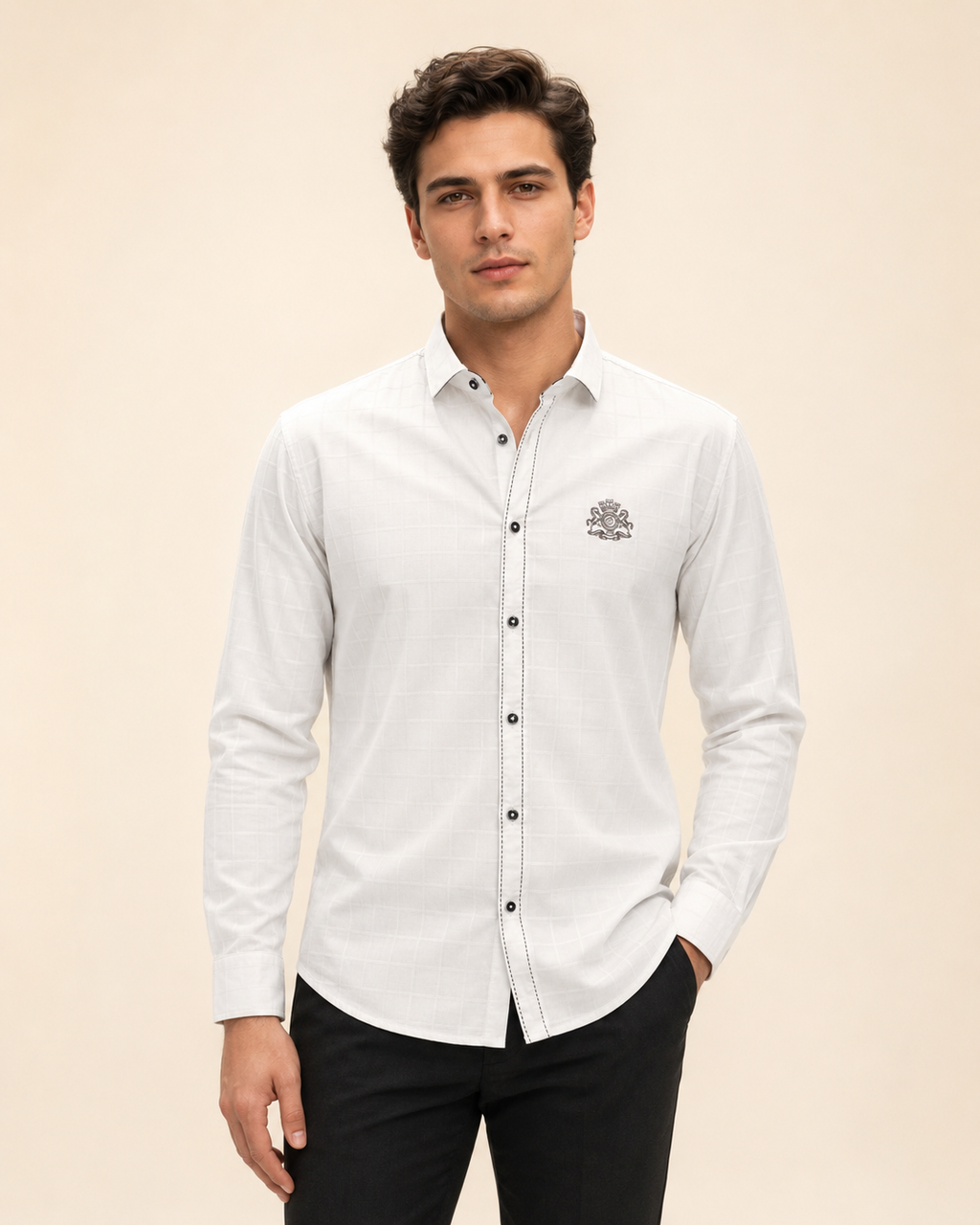 Regal White Textured Shirt