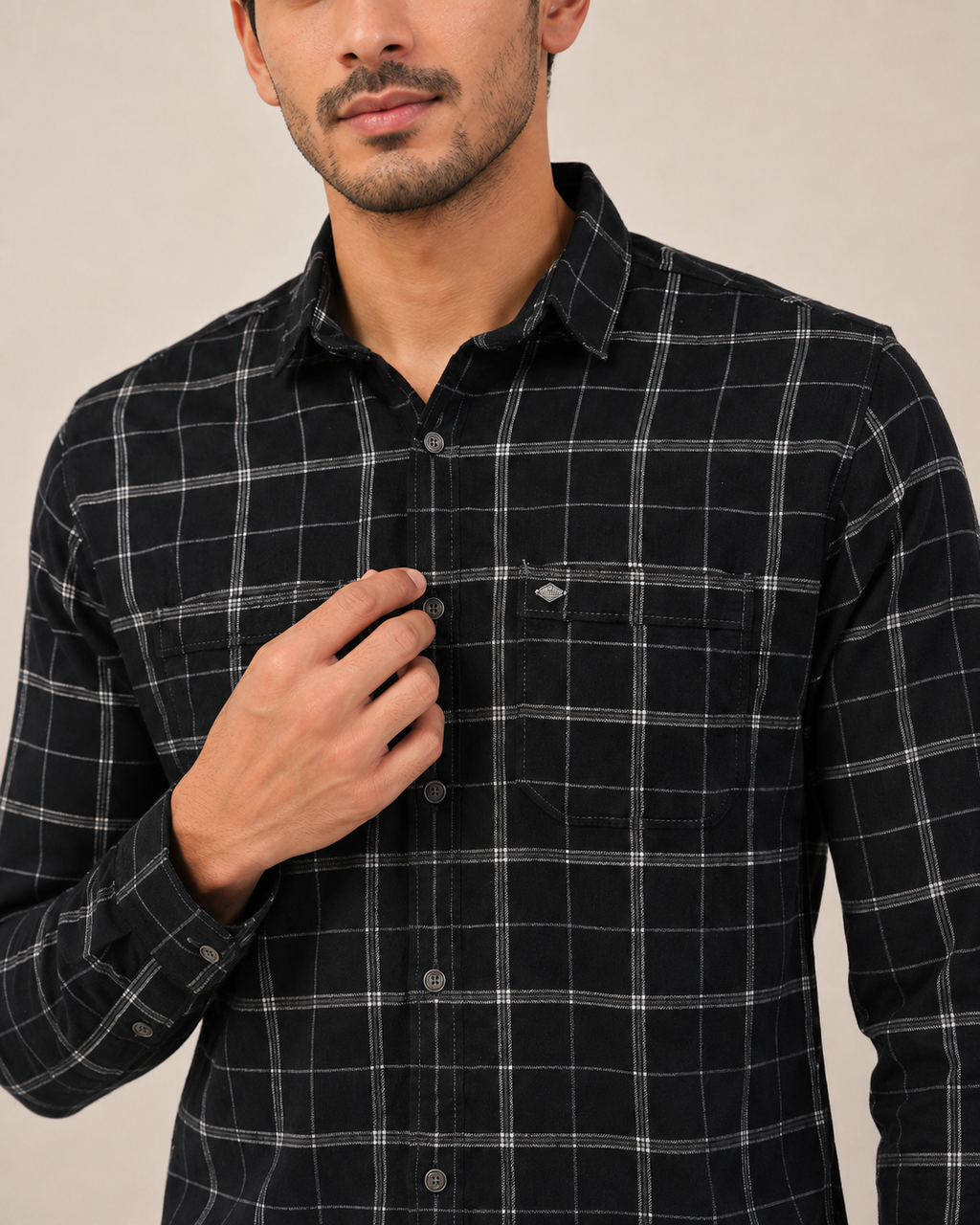Onyx Grid Cotton Shirt