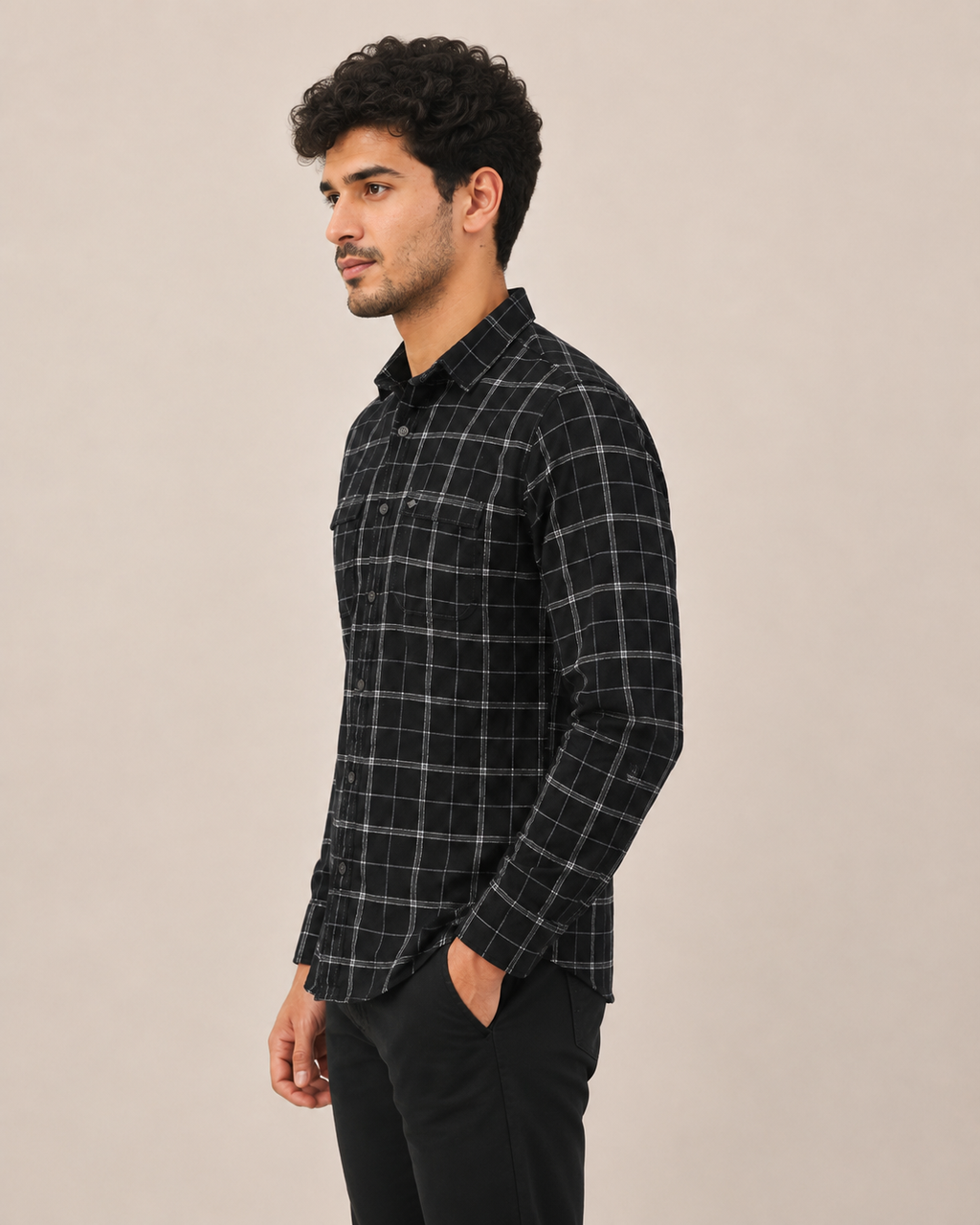 Onyx Grid Cotton Shirt