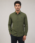 Olive Grid Cotton Shirt
