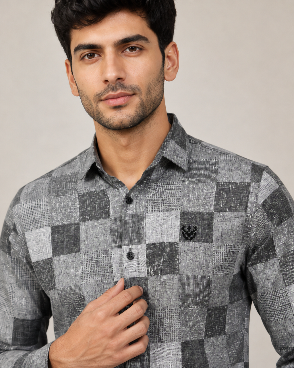 Monochrome Mosaic Cotton Shirt