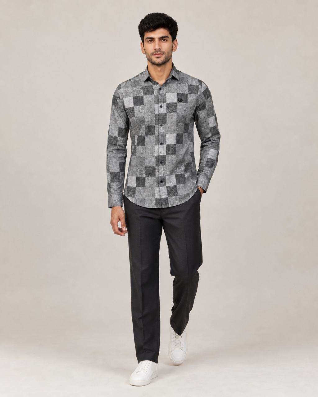Monochrome Mosaic Cotton Shirt