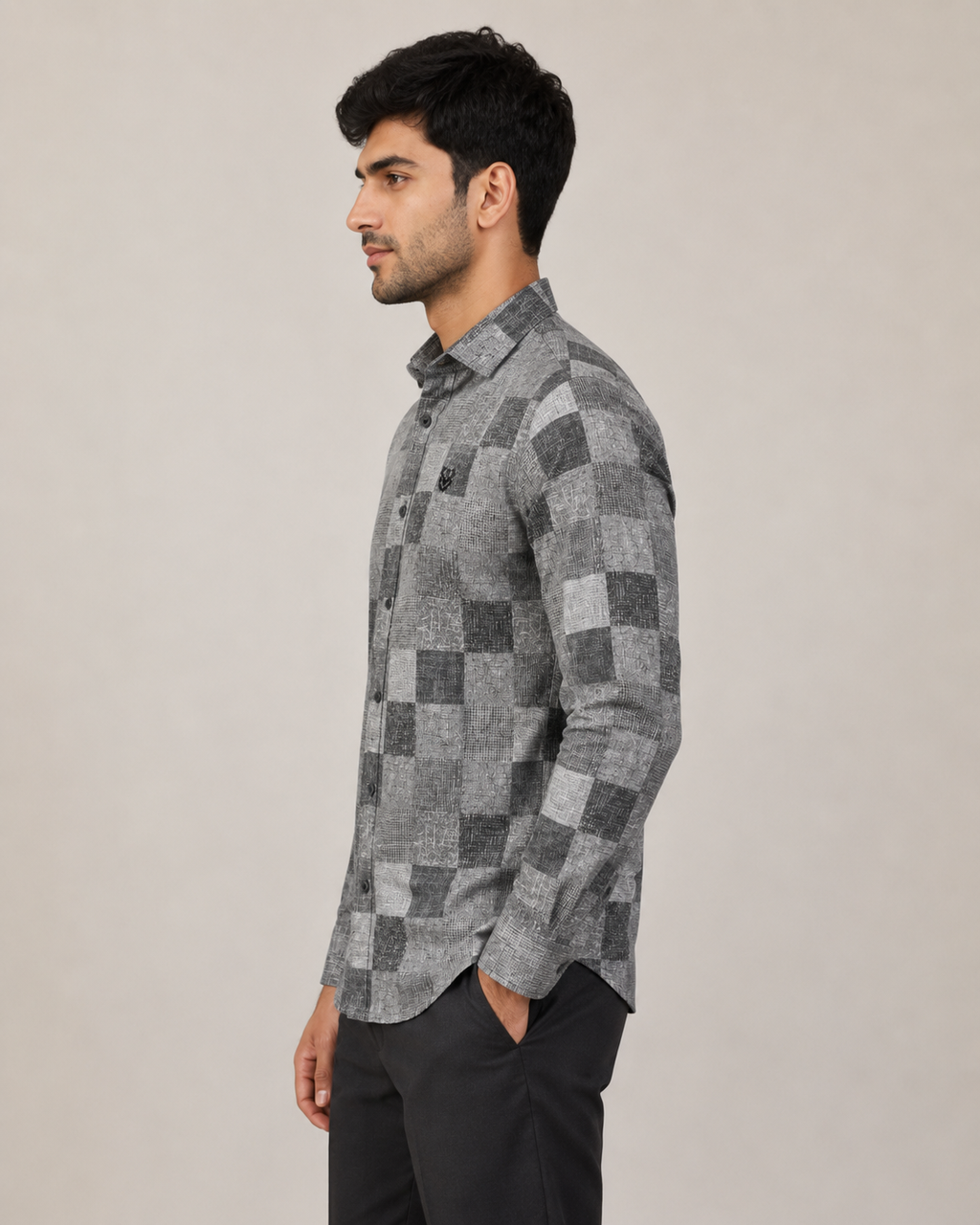 Monochrome Mosaic Cotton Shirt