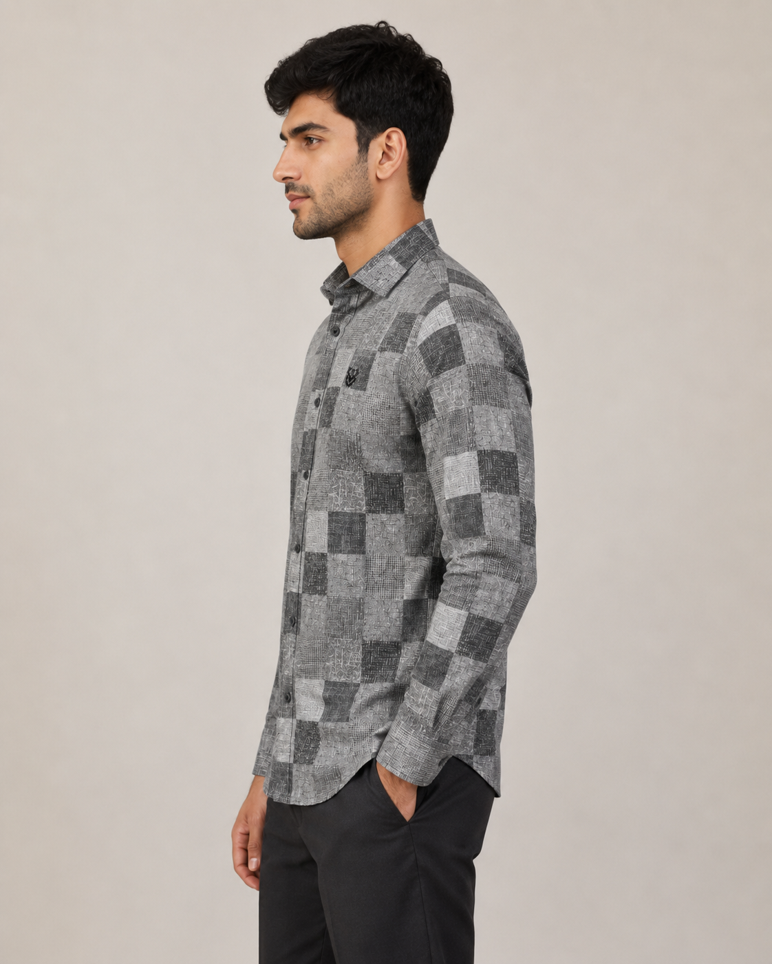 Monochrome Mosaic Cotton Shirt