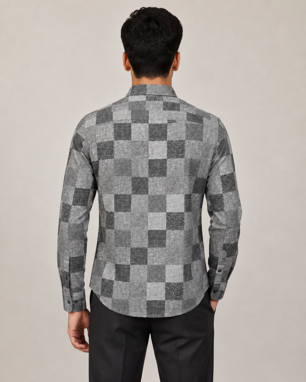 Monochrome Mosaic Cotton Shirt