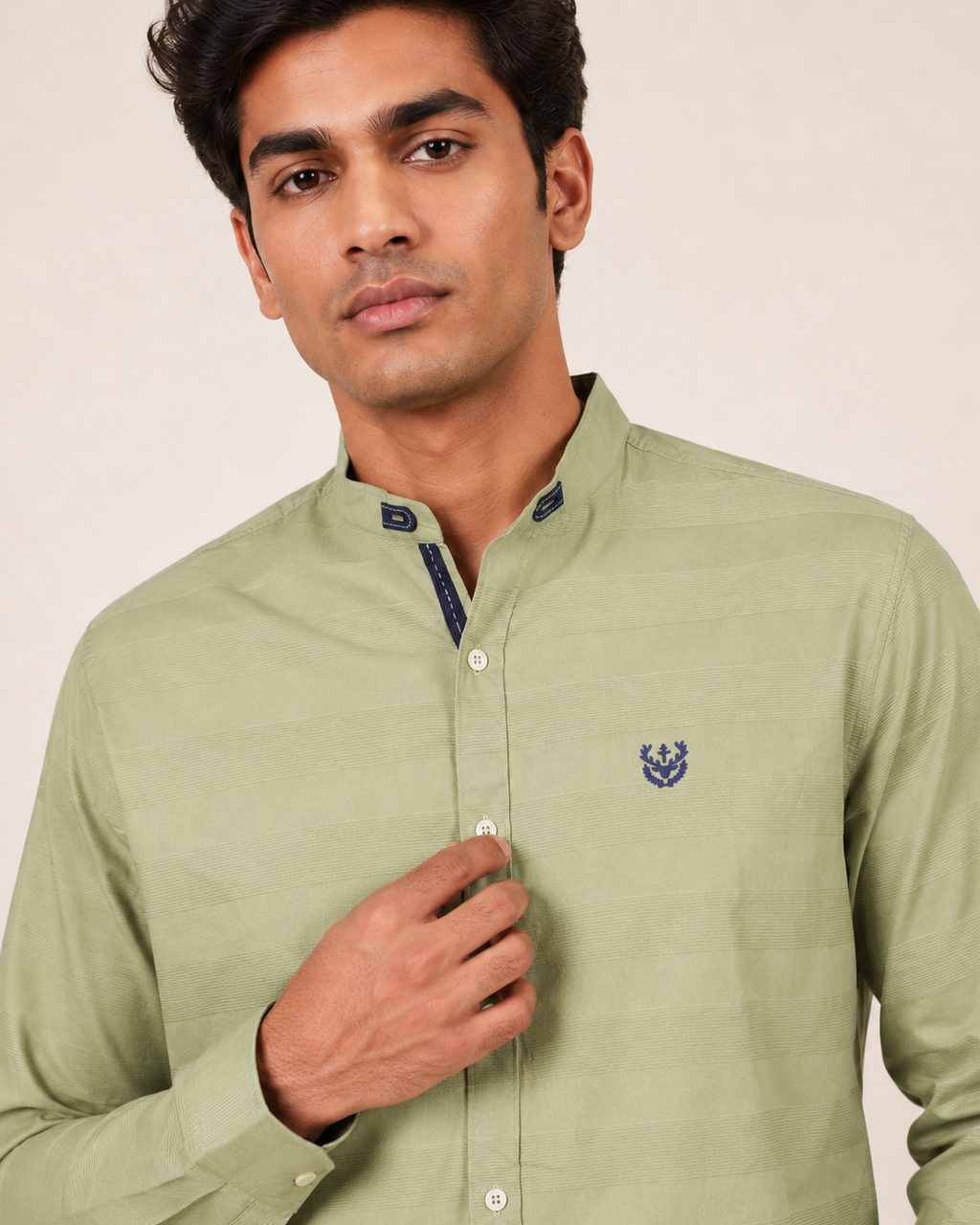 Sage Regent Textured Cotton Shirt