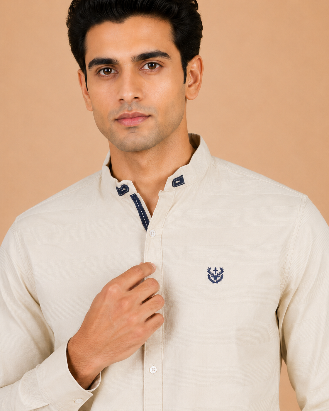 Cream Regent Textured Cotton Shirt