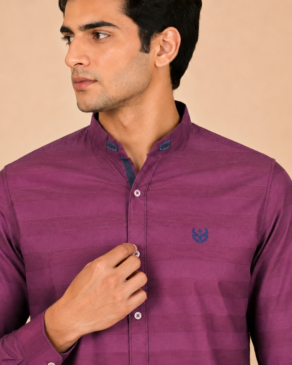 Plum Regent Textured Cotton Shirt