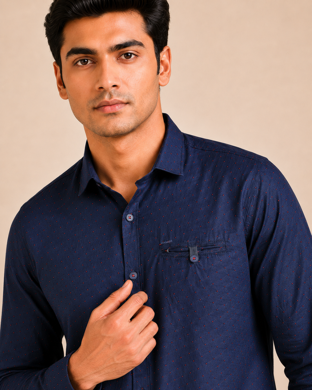 Midnight Ember Dot Cotton Shirt