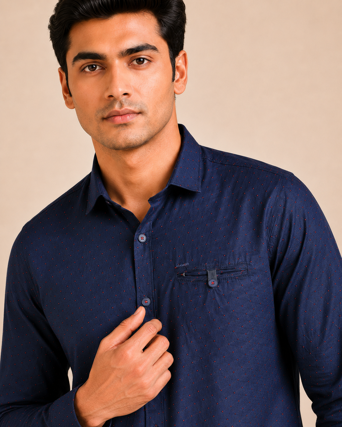 Midnight Ember Dot Cotton Shirt