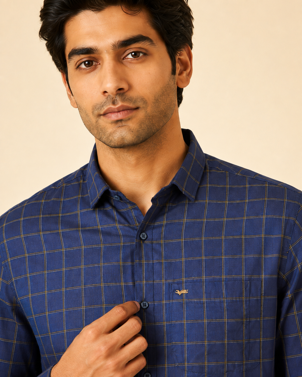 Royal Indigo Grid Cotton Shirt