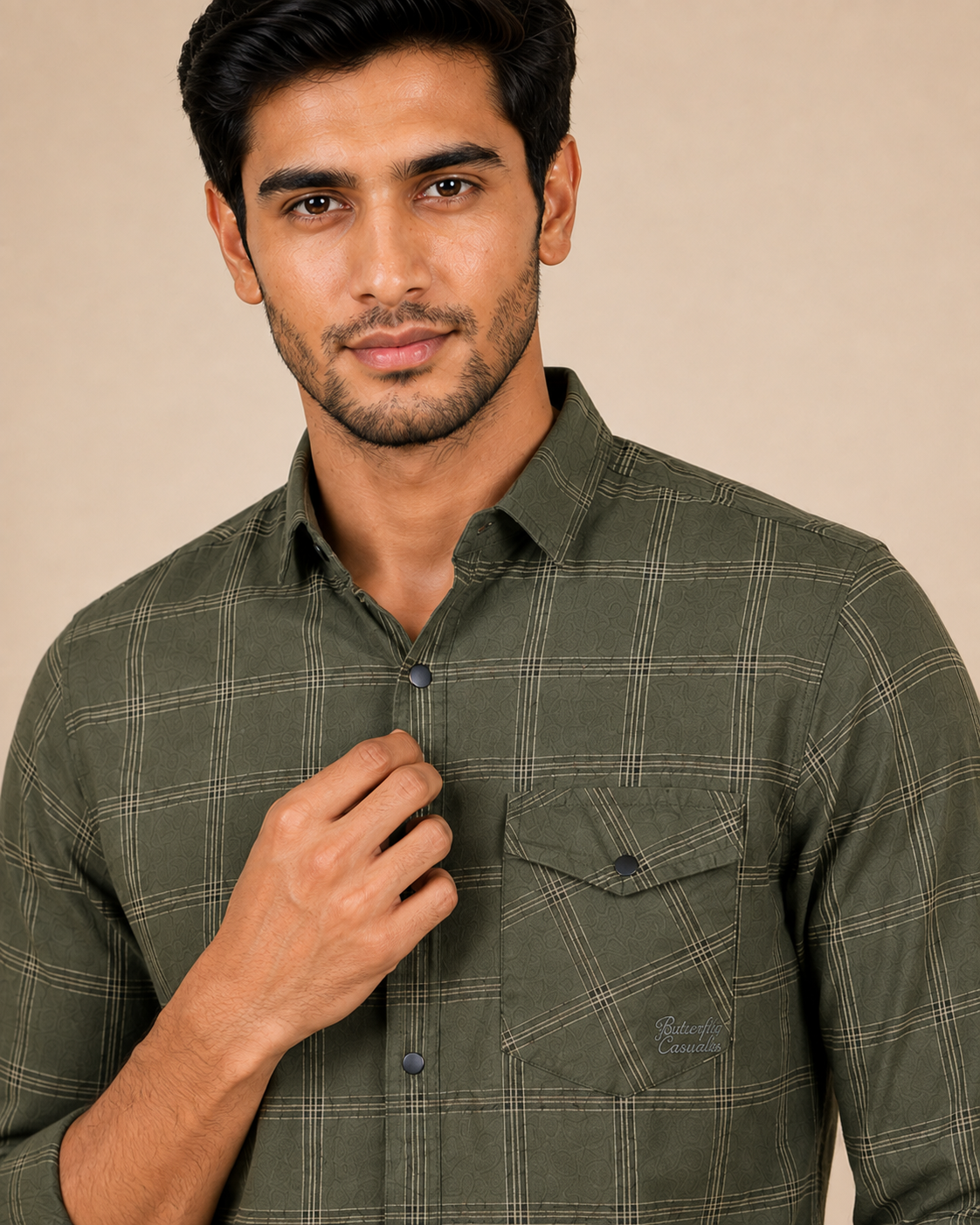 Olive Heritage Grid Cotton Shirt