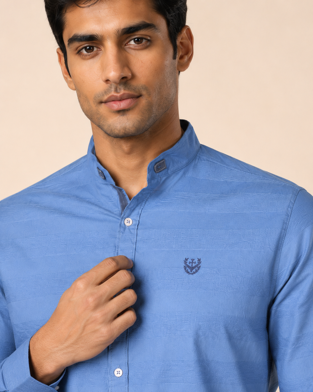 Sky Crest Textured Cotton Shirt