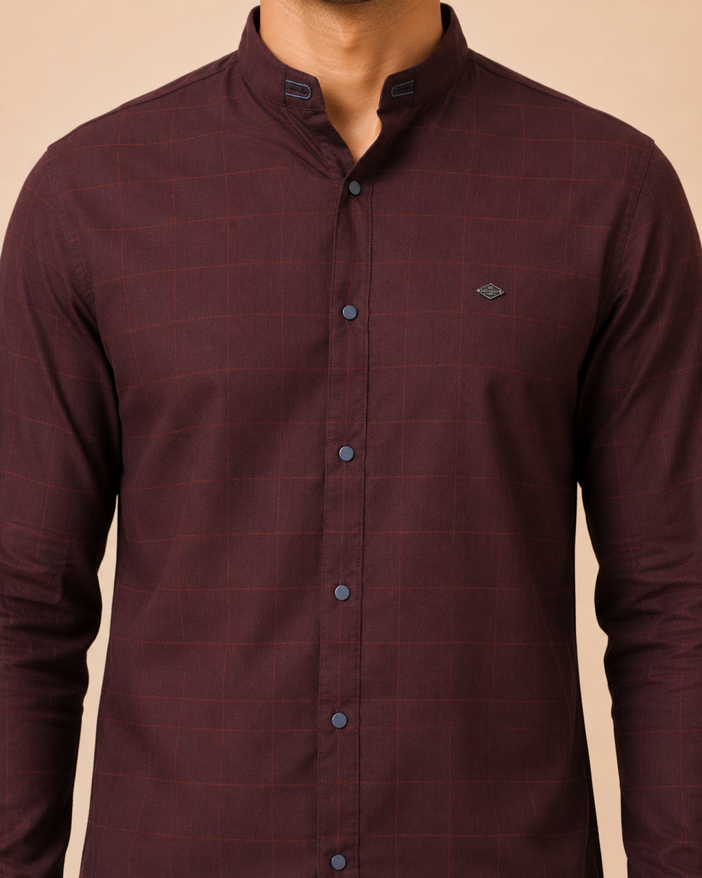 Burgundy Regent Grid Cotton Shirt