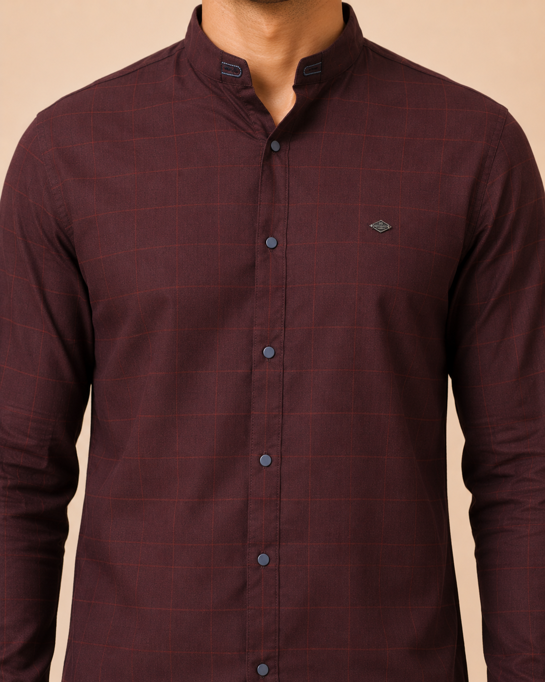 Burgundy Regent Grid Cotton Shirt