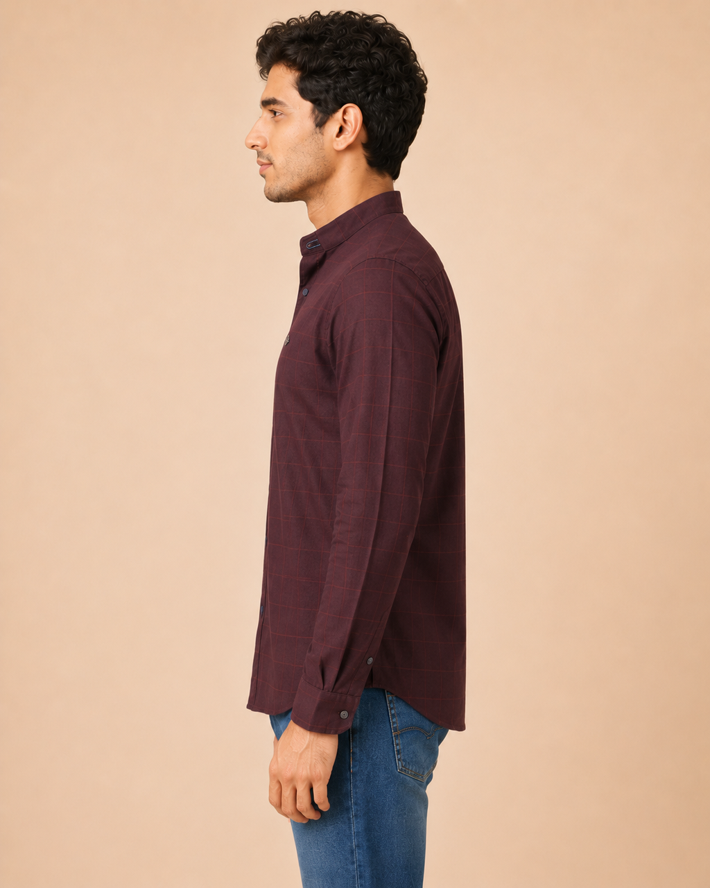 Burgundy Regent Grid Cotton Shirt