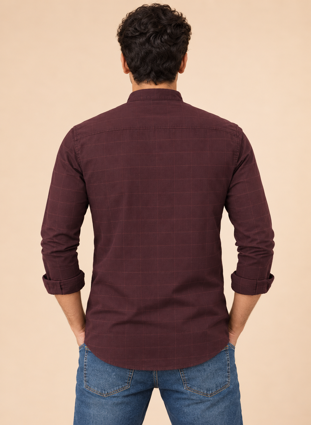 Burgundy Regent Grid Cotton Shirt