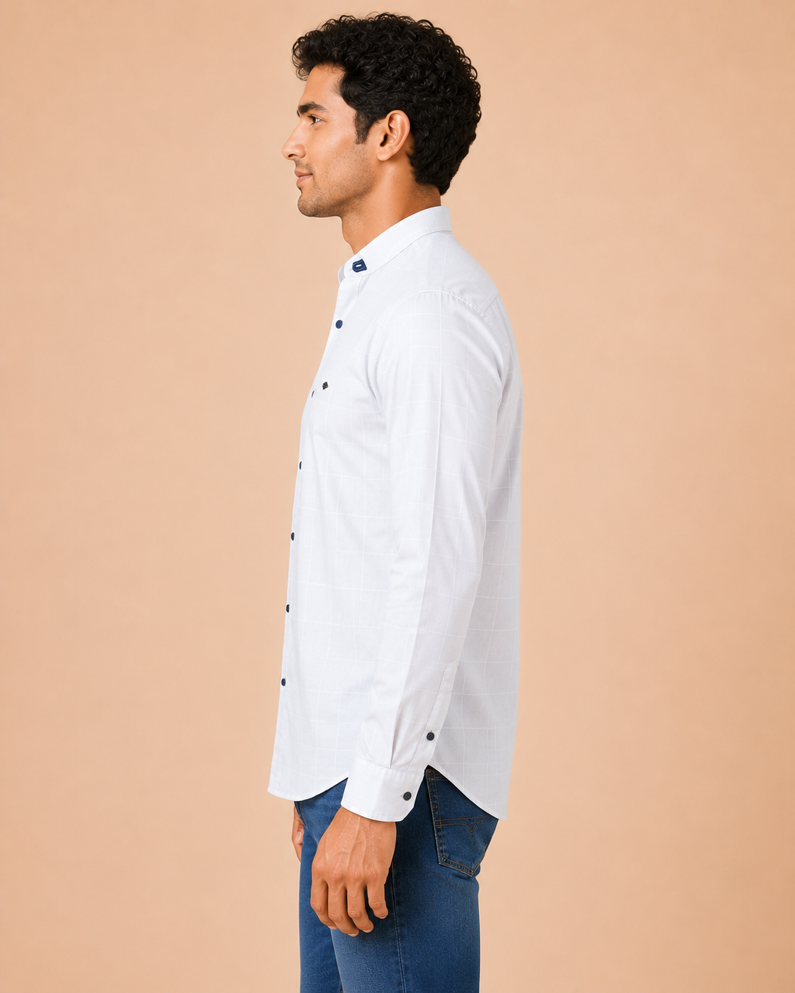 White Regent Grid Cotton Shirt