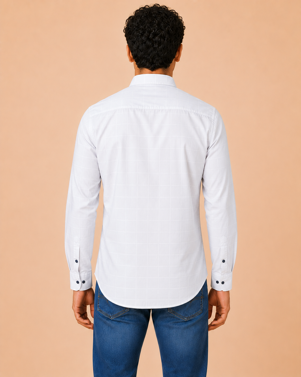 White Regent Grid Cotton Shirt