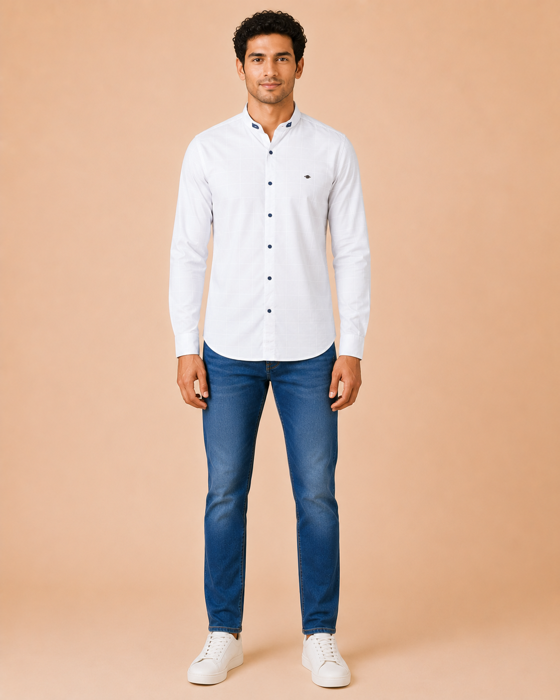 White Regent Grid Cotton Shirt